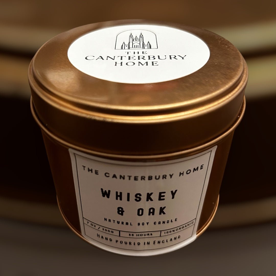 Festive candle tin - 20cl - Whiskey @ Oak - The Canterbury Home