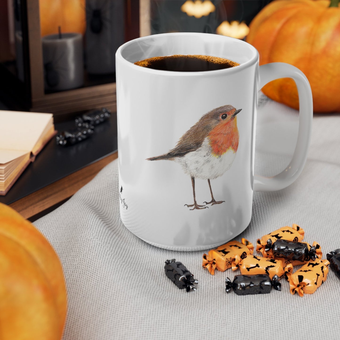 Robin Bird Mug โ Ceramic Wildlife Coffee Cup